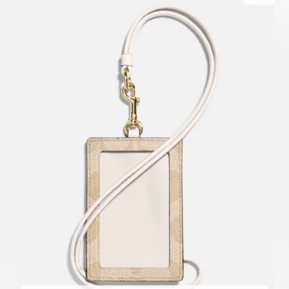 NEW! COACH Lanyard ID Cardholder, Sig. Canvas & Leather, Lt. Khaki/Chalk, NWT! - Picture 15 of 15